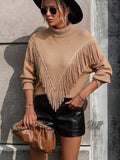 Fringe turtleneck sweater