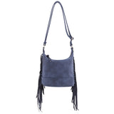 Faux Suede Fringe Crossbody Bag