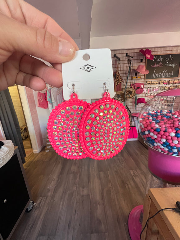 Hot pink oval dangles