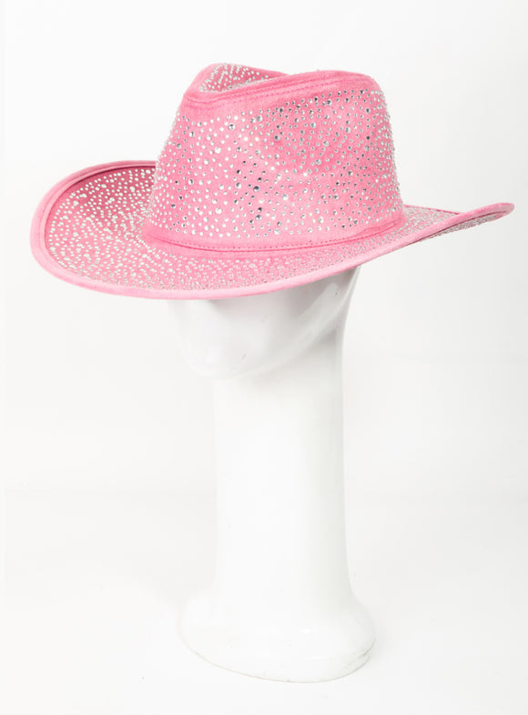 Light pink random rhinestone hat