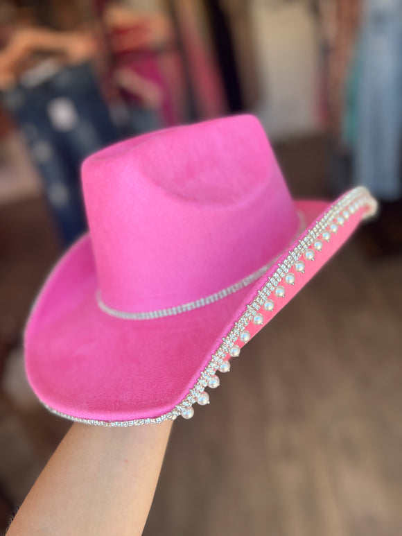 Pearl rhinestone cowboy hat
