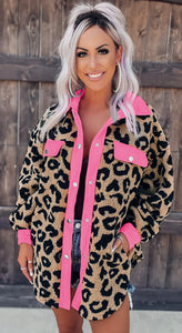 Faux fur leopard jacket