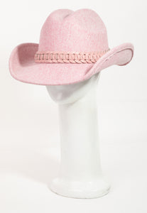 Oatmeal pink leather band hat