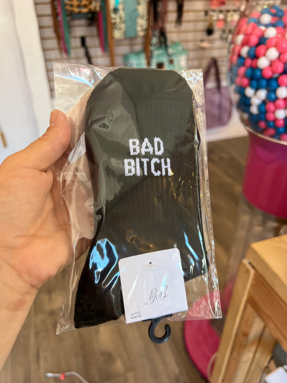 Black bad bitch socks