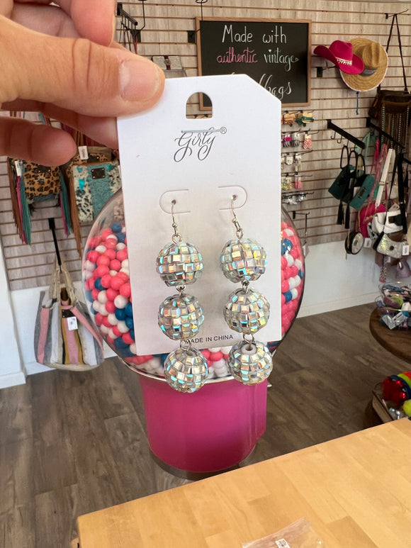 Disco ball chandelier earring