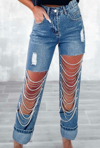 Dark rhinestone Jeans