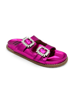 Stellar Rhinestone Buckle Slides in Fuschia