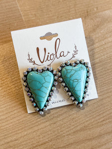 Turquoise heart studs