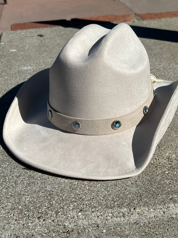 Cream western turquoise hat