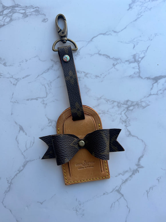 Upcycled luggage purse charm / keychain