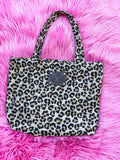 Upcycled leopard tote