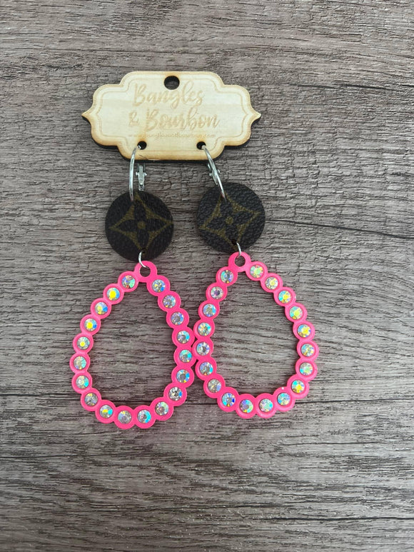 Upcycled hot pink dangle