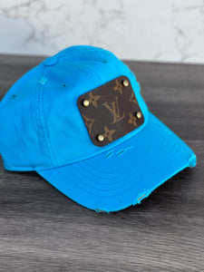 Wholesale upcycled  turquoise hat