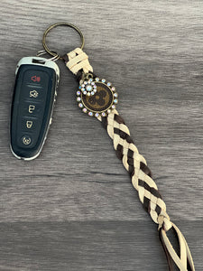 Upcycled Leather braided keychain